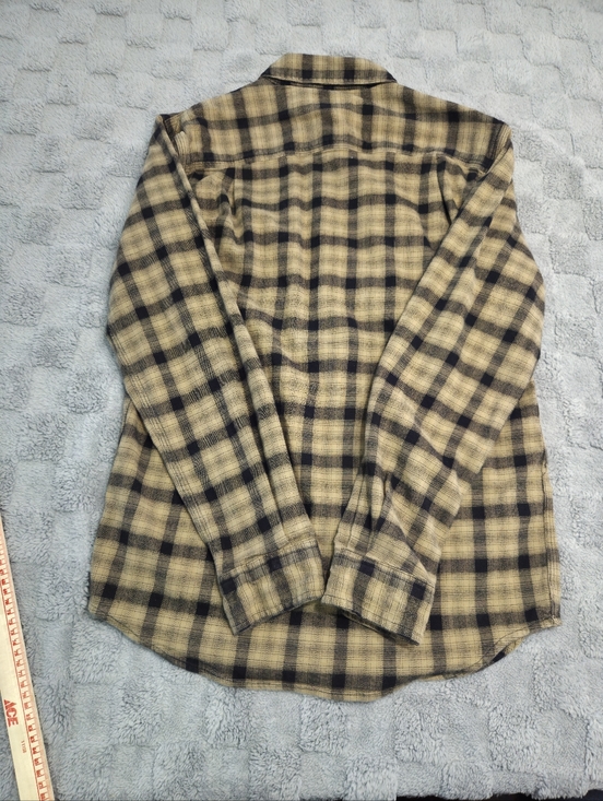 Carhartt Men’s Tan and Black Plaid Button-Down Flannel Size S - Picture 2 of 8